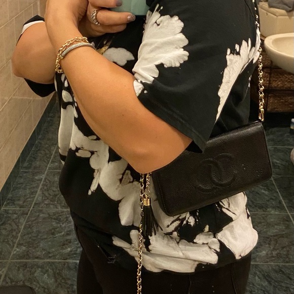 🖤🔱 Chanel Zippy Pearl Crush Wallet Chain Crossbody Shoulder Adjustable - Picture 10 of 13